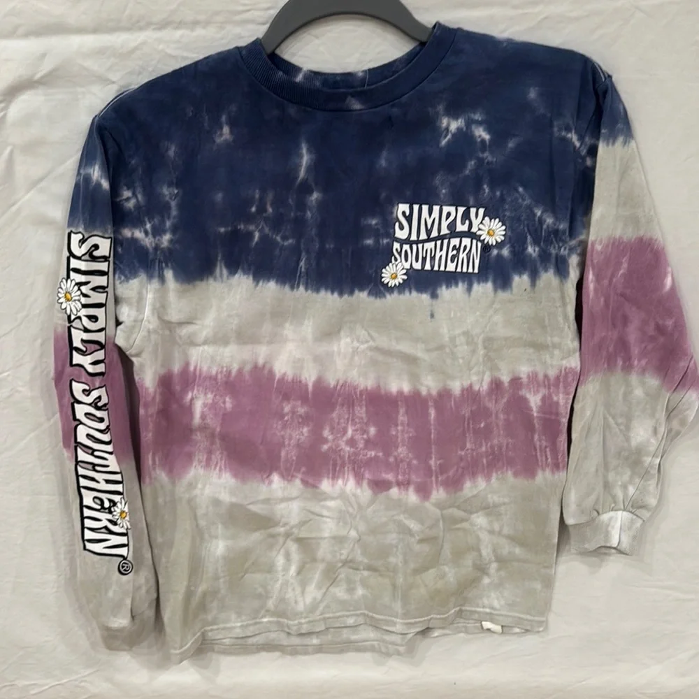 Simply Southern Kids Tie-Dye Long Sleeve Shirt - Blue, Pink, Gray